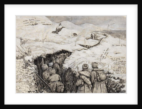 Galicia, Russian troops in snow-clad hills, 13 March 1916 by Henry Charles Seppings Wright