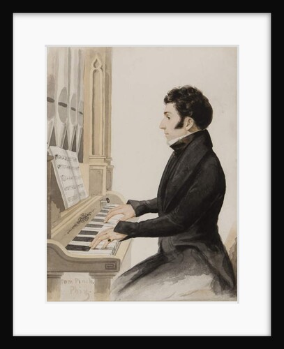 Tom Pinch playing the Salisbury organ by Hablot Knight Browne