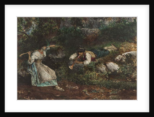 An Italian Contadina wooe'd by a Shepherd by Domenico Pennacchini