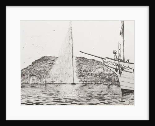 Geneva fountain and bow of pleasure cruiser, 2011, by Vincent Alexander Booth