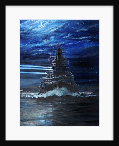IJN Hiei and Akatsuki light up USS Atlanta, Guadalcanal 1942, 2018 by Vincent Alexander Booth