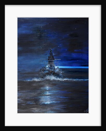 Kirishima with Atago light up USS South Dakota Guadalcanal 1942, 2018 by Vincent Alexander Booth
