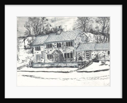 Osmotherley buildings in winter snow, 1997 by Vincent Alexander Booth