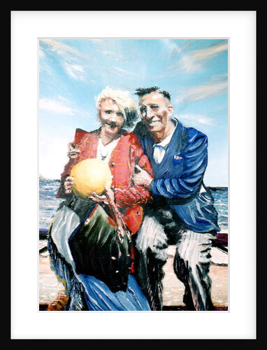 Gran and Granddad with ball at the seaside, 2017 by Vincent Alexander Booth