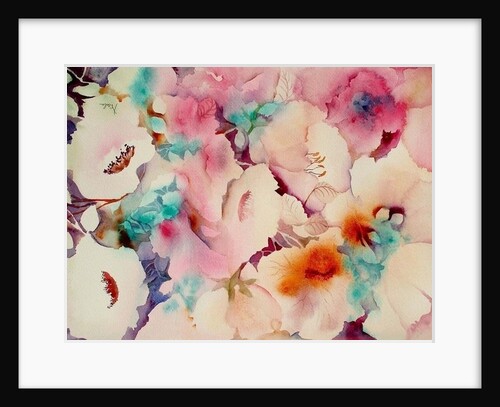 Flowers in russet and aqua by Neela Pushparaj