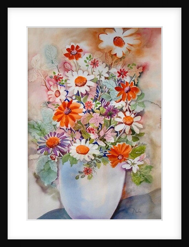 White vase with daisies by Neela Pushparaj