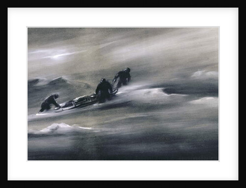 Three men with a Sledge in the Snow, 1910-12 by Edward Adrian Wilson