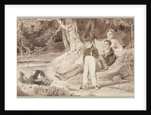 Four figures among the trees on a hot day, 1807 by John Harden