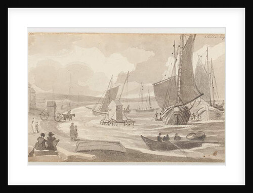 Bathing machines at Allonby, Cumbria, 1812 by John Harden