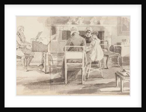 Man at the piano with three others seated by John Harden