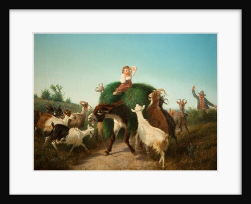 Italian Child with Donkey and Hay by A. Malone