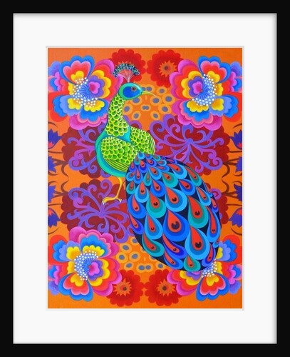 Peacock with flowers, 2015 by Jane Tattersfield