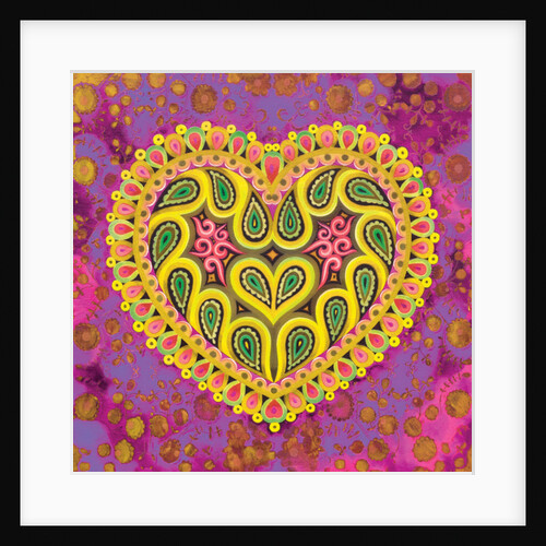 Valentine's folk heart on pink, 2016 by Jane Tattersfield