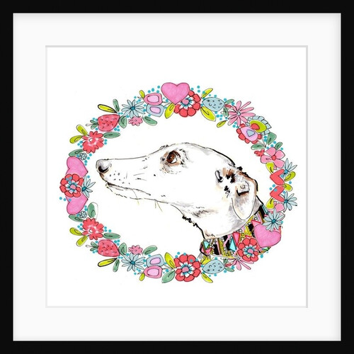 Silvertips Greyhound With Floral Border, 2012 by Jo Chambers