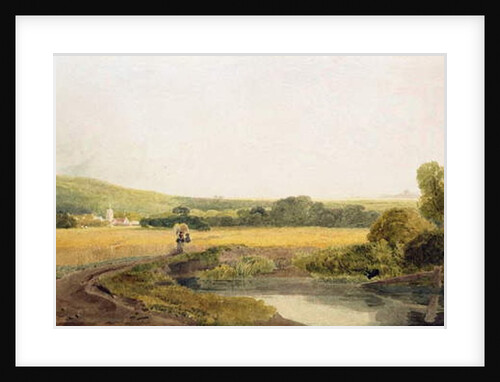 A Cornfield by a Backwater near a Village in the Thames Valley by Peter de Wint