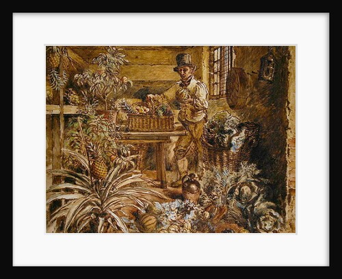 A Gardener in a Potting Shed with Pineapples and Various Vegetables by Alfred William Hunt