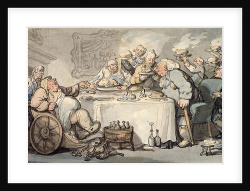 The Comforts of Bath: Gouty Gourmand at Dinner by Thomas Rowlandson
