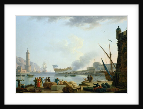 The Launch of the Warship at the mouth of a Port, 1781 by Claude Joseph Vernet