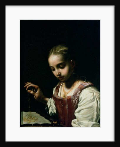 A Girl Sewing by Antonio Amorosi