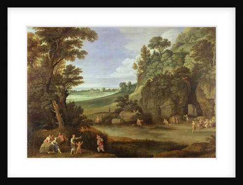 Arcadian landscape with satyrs and nymphs by Paul Brill