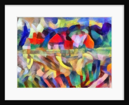 Red-orange houses in the field, 2017 by Alex Caminker