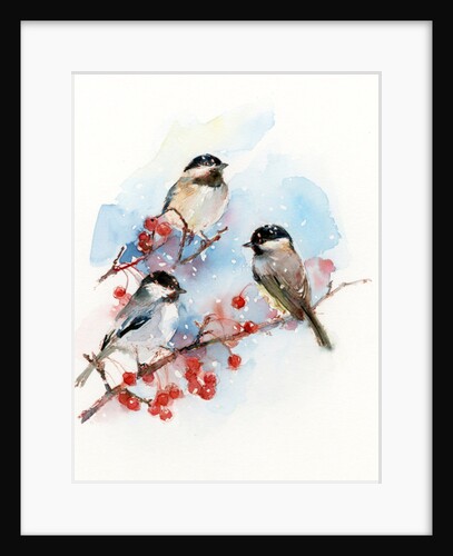 Chickadees with Berries, 2017 by John Keeling