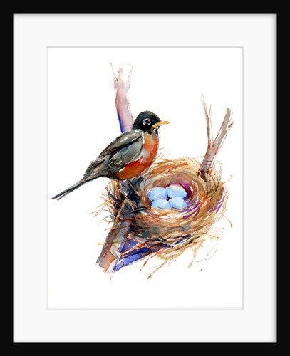 Robin with nest, 2016 by John Keeling