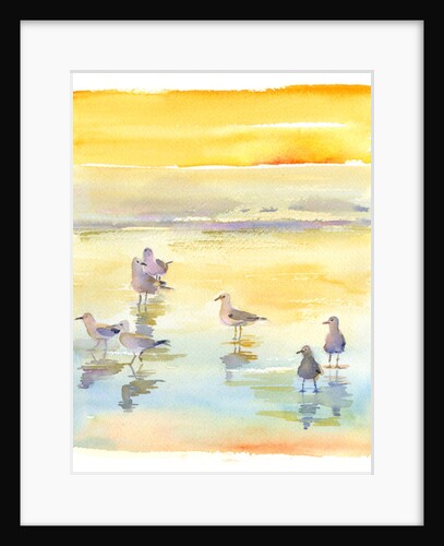 Seagulls on beach, 2014 by John Keeling