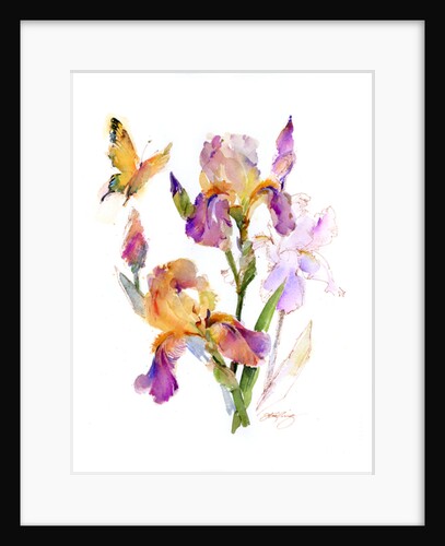 Iris with yellow butterfly, 2016 by John Keeling
