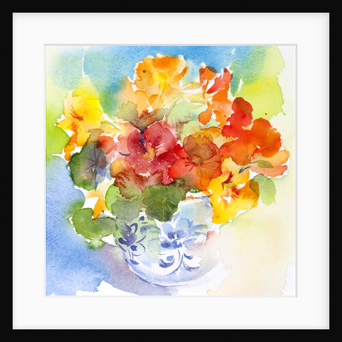 Nasturtium in Delft vase, 2013 by John Keeling