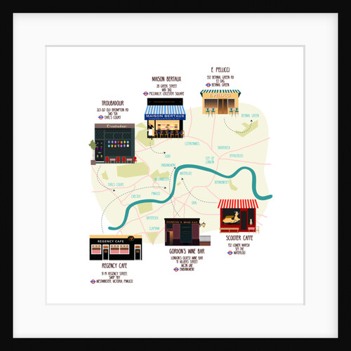 Map of Unique London Eateries and Bars, 2017 by Claire Huntley