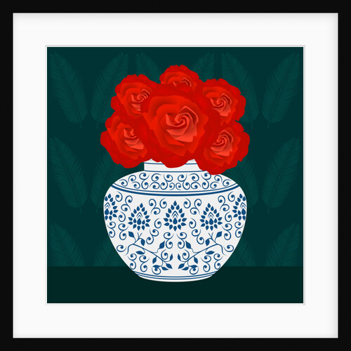 Ming vase with Roses, 2017 by Claire Huntley