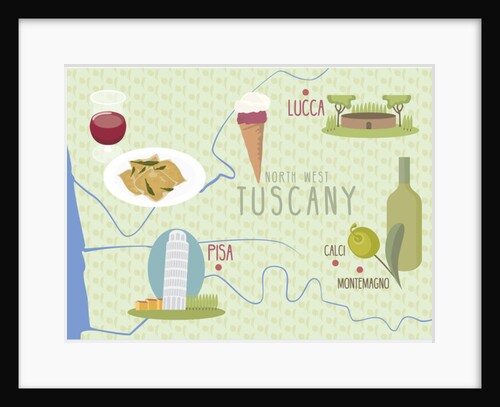 Map of Lucca and Pisa, Tuscany, Italy, 2017 by Claire Huntley