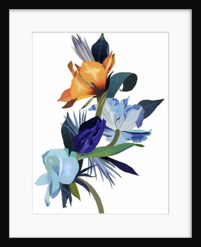 Light blue flowers and orange flowers by Hiroyuki Izutsu