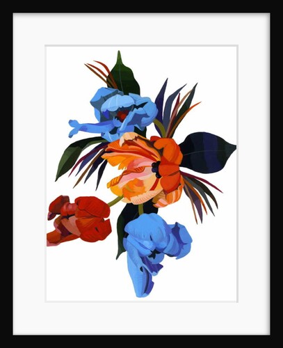 Red and Orange and light blue tulips by Hiroyuki Izutsu