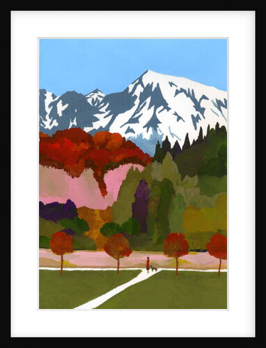 Autumn leaves and snow mountains by Hiroyuki Izutsu