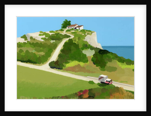 A moving truck runs on the coastal road, 2017 by Hiroyuki Izutsu