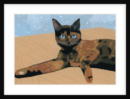 Lay down at the desk tortoiseshell cat, 2017 by Hiroyuki Izutsu