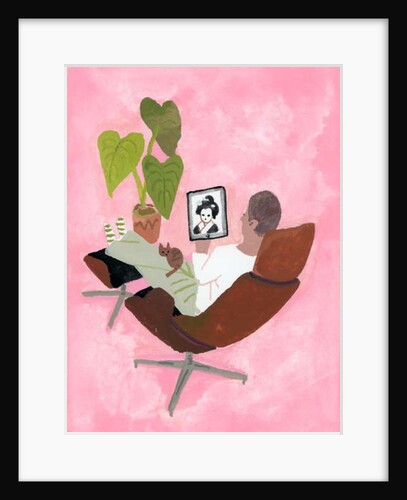 A man watching geisha girl on the iPad, 2017 by Hiroyuki Izutsu