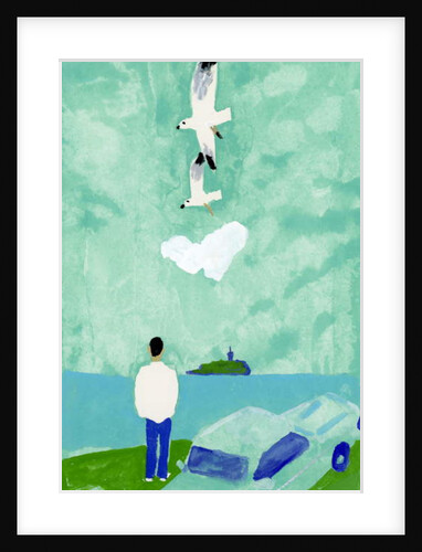 In the middle of a drive. A man looking up at the sky, 2017 by Hiroyuki Izutsu