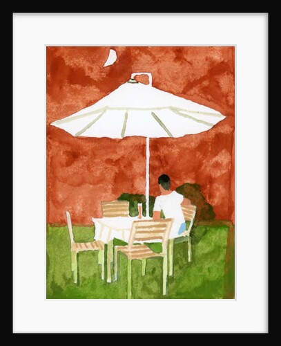 A guy looking at the moon and drinking beer, 2016 by Hiroyuki Izutsu