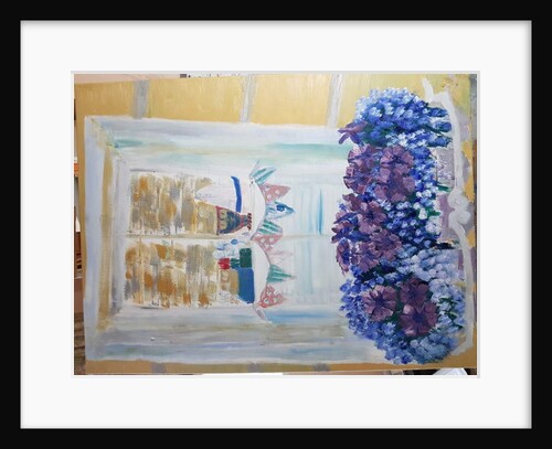 Cornish window view from outside in, 2017 by Cosima Duggal