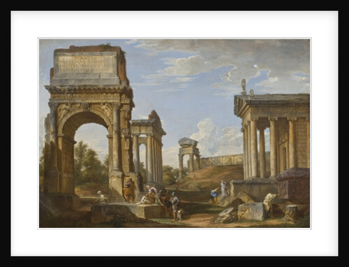 Roman ruins with the Arch of Titus, 1734 by Giovanni Paolo Pannini or Panini