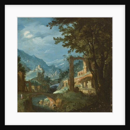 Landscape with bridge by Gillis van Valckenborch