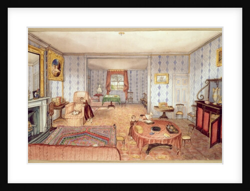 Drawing Room, Clay Hill, f12 from An Album of Interiors, 1843 by Charlotte Bosanquet