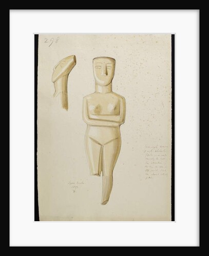 Drawing of a marble Cycladic Figure, Syros 1809 by Thomas Burgon