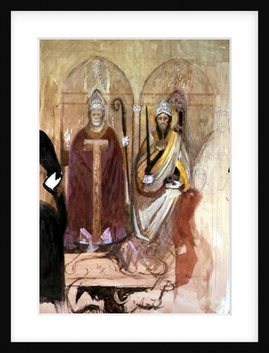 The Pope and the Emperor, fresco in the Spanish Chapel, Santa Maria Novella, Florence, 19th century by John Ruskin