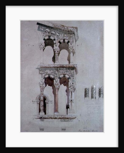 Detail of the facade of San Michele in Foro, Lucca, 1845 by John Ruskin