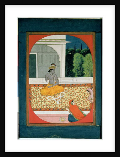 Krishna discards his garland; an illustration to the Sat Sai of Bihari Lal, 19th century by Indian School