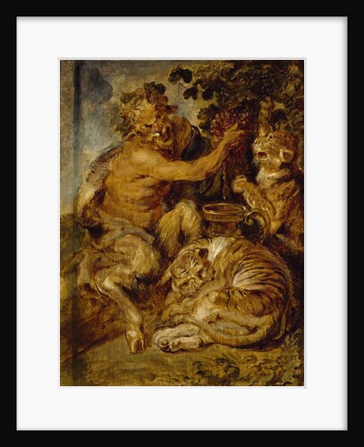 A Satyr pressing Grapes with a Tiger and Leopard, c.1618 by Peter Paul Rubens
